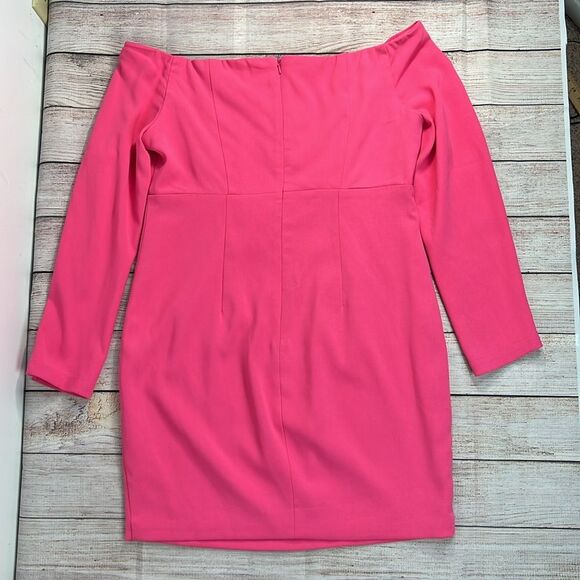 Bardot Dress Women's 10/Large Ava Hot Pink BarbieCore Statement Sleeves Mini - Picture 5 of 16